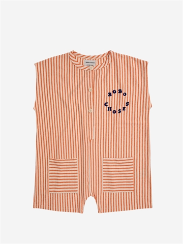 Bobo Choses Circle Vertical Stripes Playsuit Orange 